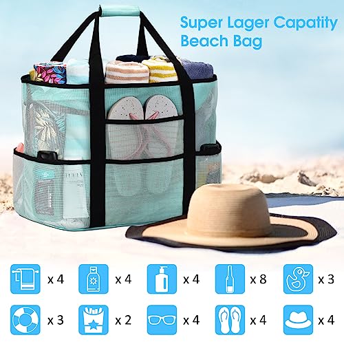 oscaurt Mesh Beach Bag Extra Large Waterproof Sandproof Beach Tote Pool Swim Bag Travel Vacation Essentials