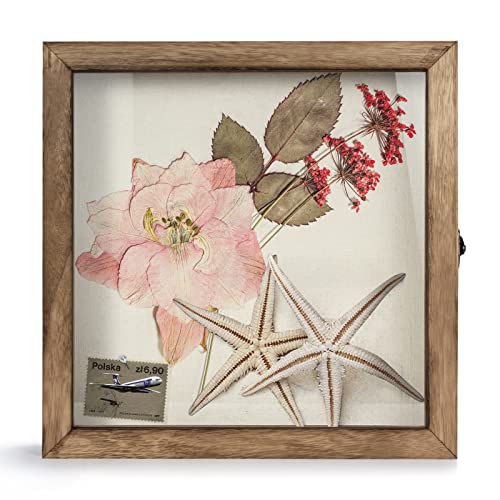 TJ.MOREE Shadow Box Display Case 11 x 11 Flowers Shadow Box Frame with Glass Window Picture Frame Wedding Bouquet Memorabi...
