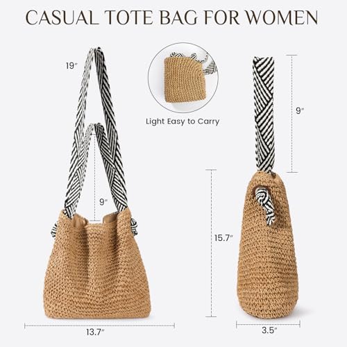 Beach Bags for Women - Straw Bag Tote Bags Casual Boho Large Summer Crossbody Shoulder Handbags Purse