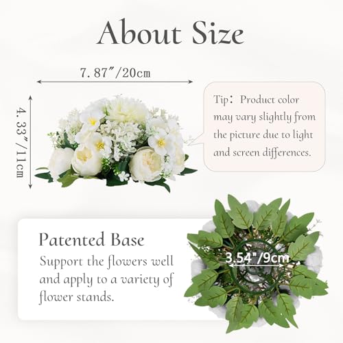 Inweder Flower Balls Centerpieces for Tables: 2 PCS White Flowers for Centerpieces Floral Arrangements Centerpiece for Wed...