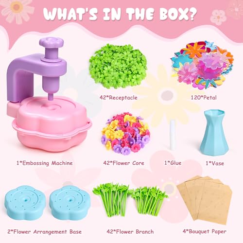 Scvcid Fabric Bouquet Toys Include Extra Accessories Set, Arts and Crafts for Kids Ages 3-12, DIY Flower Craft Kits for To...