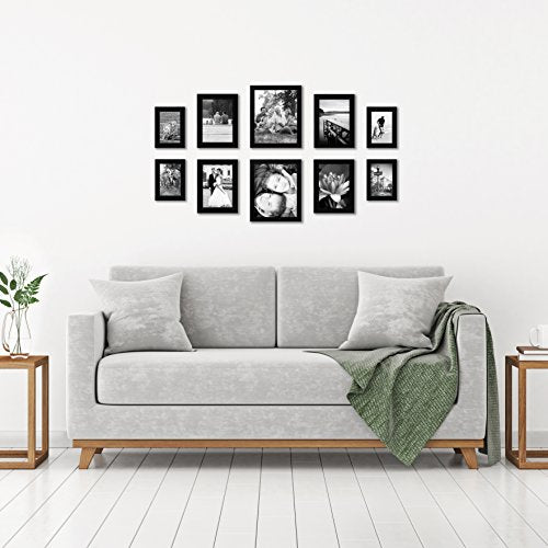 Americanflat Set of 10 Picture Frames with Shatter-Resistant Glass - Gallery Wall Frame Set with Two 8x10, Four 5x7 and Fo...