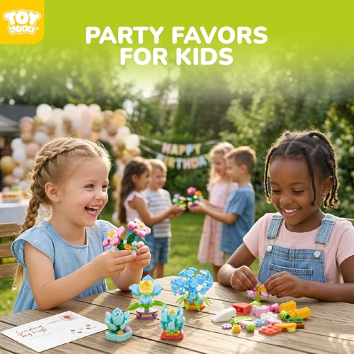 TOY Life 36 Pack Party Favors for Kids, Tiny Plants Mini Flowers Building Blocks Set for Classroom Prize, Flowers Botanica...