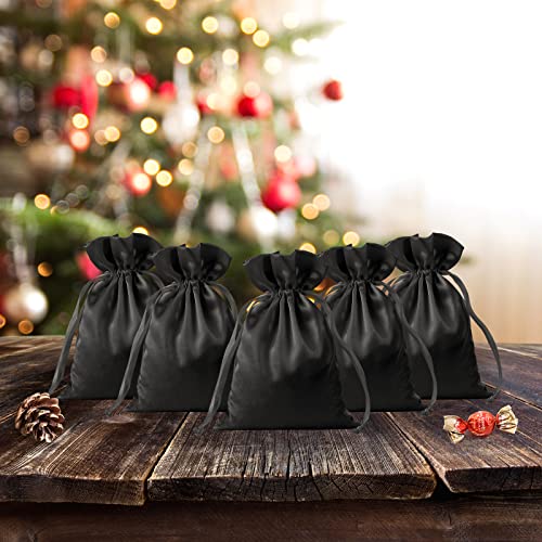 BeiLeiNiceHK 30pcs Satin Gift Bags Black Drawstring Bag,Gift Pouches For Christmas,Wedding Favor Bags,Small Jewellery Pouc...