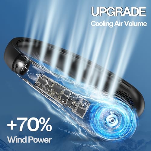 KIDEE Neck Fan, Portable Bladeless Neck Fans, Upgrade 360° Airflow, Super Quiet, 3 Speeds, 4000mAh Personal Wearable Neck ...