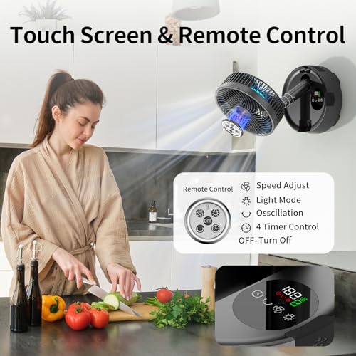 Socool 20000mAh 8 Inch Portable Fan Battery Operated Fans, Oscillating Charging Fan, Remote Control LED Light, 112 Hours P...