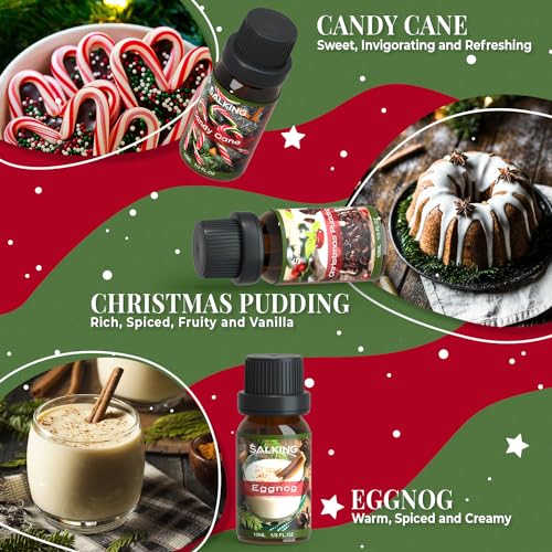 SALKING Christmas Fragrance Oils, Premium Essential Oil for Diffuser, Scented Oil Gift Set for Soap Candle Making - Christ...
