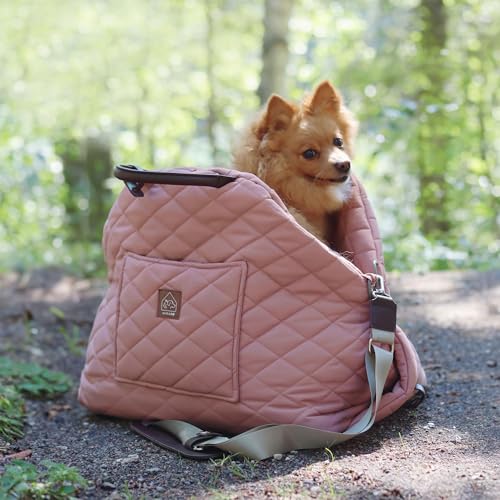 4 Cats & Dogs Mew Mew Travel Pet Bed – Soft Carrier for Small Dogs & Cats, Water-Resistant Quilted Shell, Adjustable Belt...