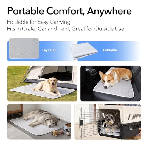 GooCare Dog Cooling Mat XL 60"x40" for Giant Dogs, Q-Max>0.4 Ice-Silk Fabric, Thick & Non-Slip, Washable & Waterproof, Por...