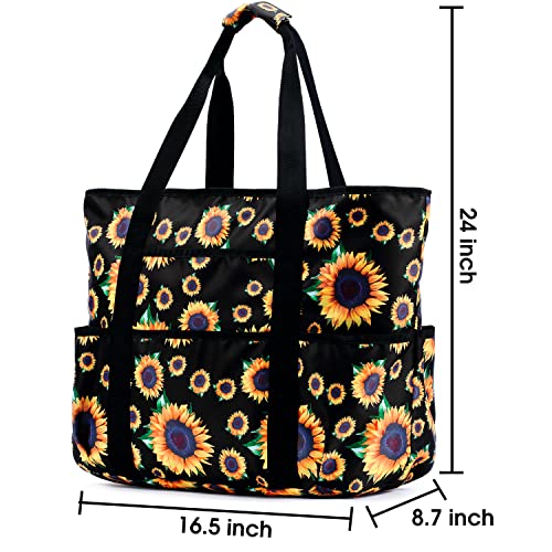 Becokan Beach Bags for Women Large Beach Tote Bag with Zipper Pockets Beach Bag Waterproof Sandproof Travel Nurse Tote Bag