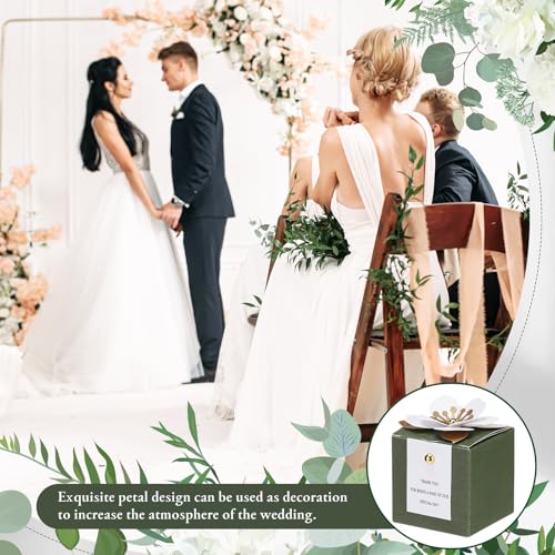 Affrolling 50 Pcs Wedding Favor Boxes with Thanks Card Square Flower Candy Boxes Paper Bridal Gift Box for Guests Wedding ...