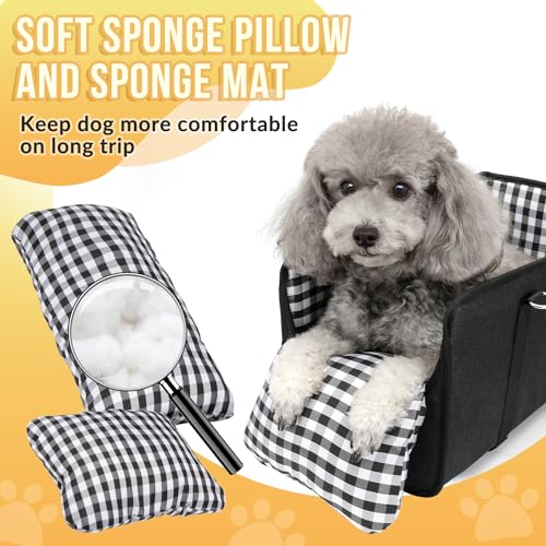 SlowTon Console Dog Car Seat - Portable Dogs Armrest Booster Seat for Small Dog, Anti-Collapse Pet Car Seat with Soft Cush...