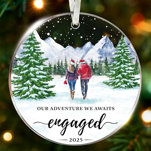 Engagement Gifts for Couples - Impressive 2025 Engagement Ornament Set, Timeless First Christmas Engaged Ornament, Unique ...