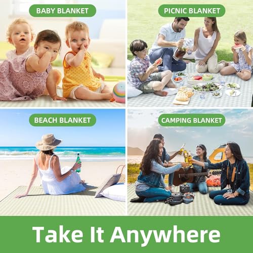 Zyntrytong 70"x 70" Picnic Blanket Extra Large,Layer Outdoor Blanket for 5 to 7 Adults,Camping Grass Lawn Park Accessories...