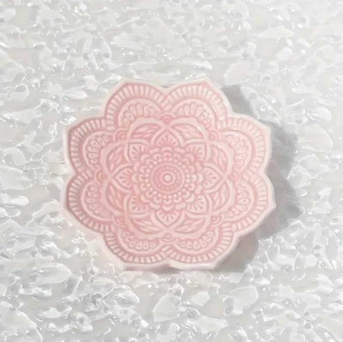 Jewelry Dish Tray Ring Dish Ceramic Tray Mandala Flower Shape Trinket Plate Jewelry Organizer Dish