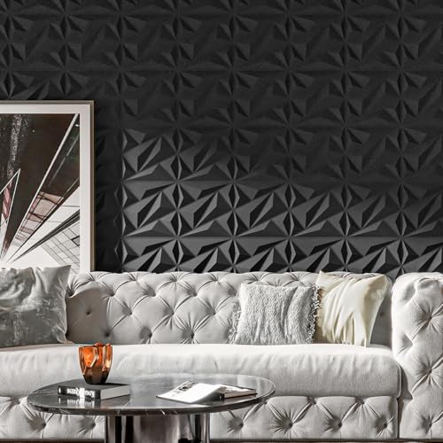 Art3dwallpanels 33 Pack 3D Wall Panel Diamond for Interior Wall Décor, PVC Flower Textured Wall Panels for Living Room Lob...