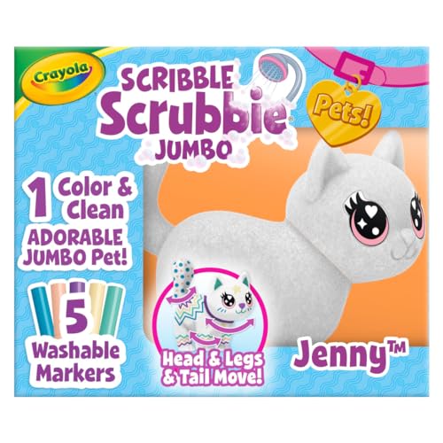 Crayola Scribble Scrubbie Jumbo Toy Cat, Large Posable Animal for Kids, Birthday, Gift for Girls & Boys, Washable Coloring...