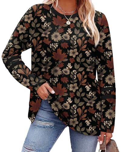 Sampeel Long Sleeve Shirts for Women Color Block Casual Tops Fall Outfits 2026 Basic Tees Trendy Spring Clothes