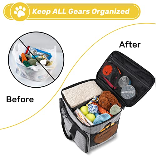 Abrimelodi 6 Set Dog Travel Bag, Large Pet Travel Kit for Supplies Includes 2 Food Containers, 1 Pet Organizer for Dogs, 2...