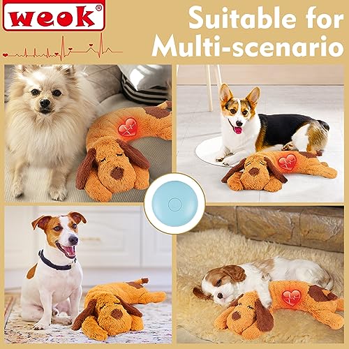 WEOK Heartbeat Puppy Toy, Comfort Cuddler Pillow, Dog Anxiety Relief Calming Aid,Heartbeat Stuffed Toy for Dogs,Puppy Hear...