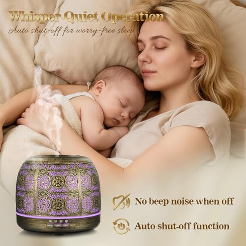 ARVIDSSON Essential Oil Diffuser, 500ml Aromatherapy Diffuser for Home, Ultrasonic Diffusers for Essential Oils, Metal Oil...