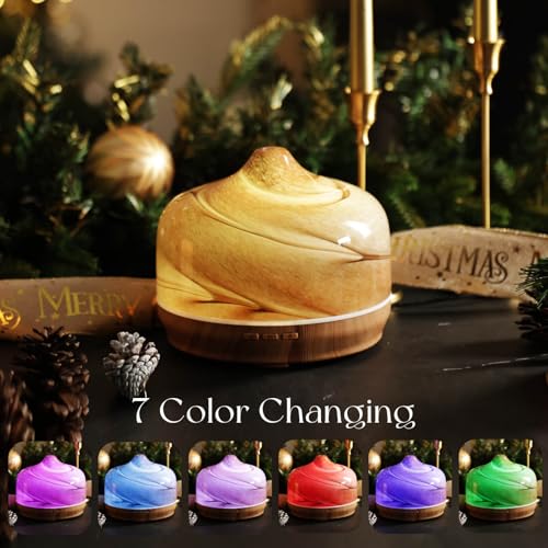 Porseme 500ml Glass Essential Oil Diffuser Aromatherapy Ultrasonic Cool Mist Humidifier 15-21 Running Hours Waterless Aut...