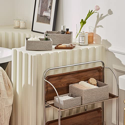 LA JOLIE MUSE Storage Baskets Set 4 - Stackable Woven Basket Paper Rope Bin, Storage Boxes for Makeup Closet Bathroom Bedr...