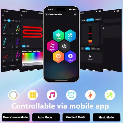 LLdshun RGB Light Bar for Desk 2 Pack USB Powered Ambient Table Lamp with App & Remote Control Color Changing LED Mood Lig...