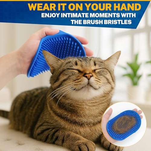 5PCS Pet Cat Grooming Brush, Adjustable Silicone Grooming Brush, Cat Self-service Scratcher, Silicone Grooming Belt Pad, S...