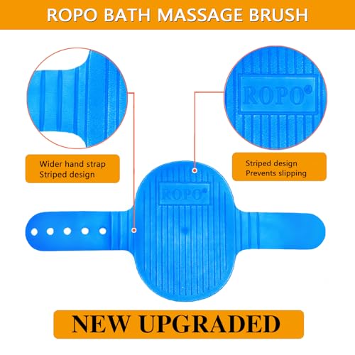 ROPO Dog Bath Brush, Dog Shampoo Brush With Adjustable Ring Handle Long Bristles, Upgraded Version Anti-Slip Back & Strap,...