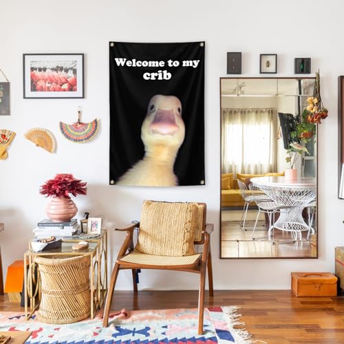 Welcome to My Crib Flag，2x3 Feet Tapestry Funny Poster Durable Man Cave Wall Flag with Brass Grommets room decor for bedro...