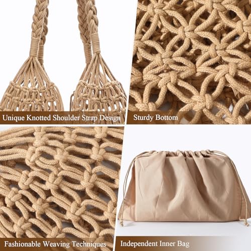 Pleneal Beach Bags for Women - Women Beach Tote Bag, Summer Mesh Hollow Straw Tote Bag for Holiday Market