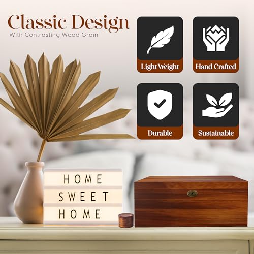 LUSH & STYLE Large Memory Box For Keepsakes Acacia Wood, Decorative Boxes With Hinged lid and locking key, Memory treasure...