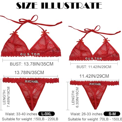 ToKuaigo Personalized Thongs with Name - Custom Thong with Name Bra Set, Personalized Gifts, Custom Funny Name Underwear