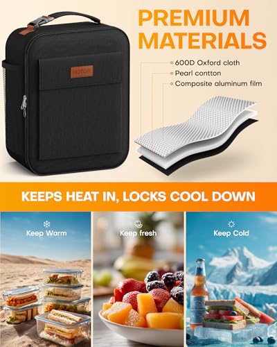 HOTOR Lunch Bag for Men & Women - Large Capacity Insulated Lunch Bag with Mutiple Pockets, Wear-Resistant Cooler Lunch Box...