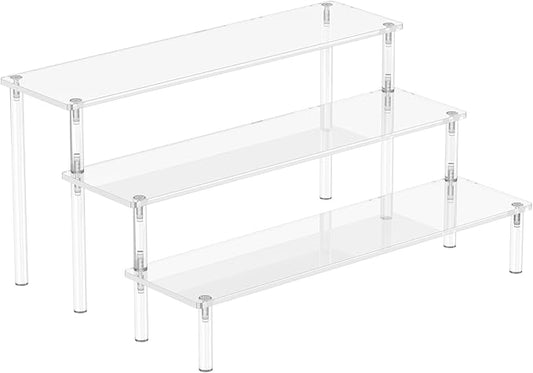 Aredpoook Acrylic Display Risers, 3 Tier Perfume Organizer Stand, Clear Cupcake Stand Holder, Large Shelf Risers for Figur...