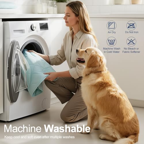 Tivray Cooling Dog Blanket, Q-MAX>0.4 Cooling Blanket for Dogs, Washable Lightweight Quilt for Pets, Multiple Sizes Self C...
