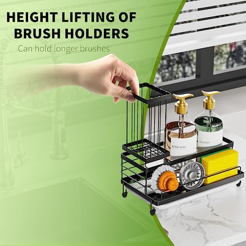 Cisily Large Capacity Kitchen Sink Caddy Organizer, Rustproof Non-Slip Sponge Holder With Dish Brush Holder Organizer, Kit...