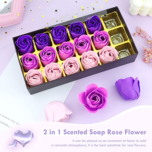 JIALEEY Floral Scented Bath Soap Rose Flower Petals, Plant Essential Oil Rose Soap Set, Best Gifts Ideas for Her Women Gir...