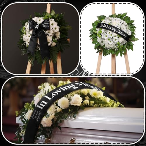 Fanfanwin Funeral Sash Memorial Wreath Sash Funeral Ribbon Celebration of Life Ribbon for Casket or Wreath Flowers Memoria...