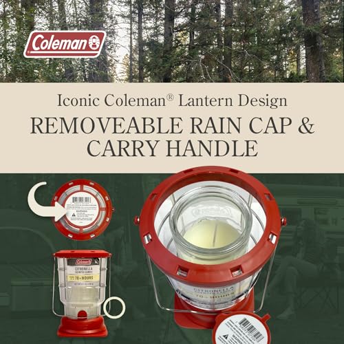 Coleman 70+ Hour Citronella Candle Outdoor Lantern, Classic Design with Easy Carry and Hang Handle, Extended Burn Time for...