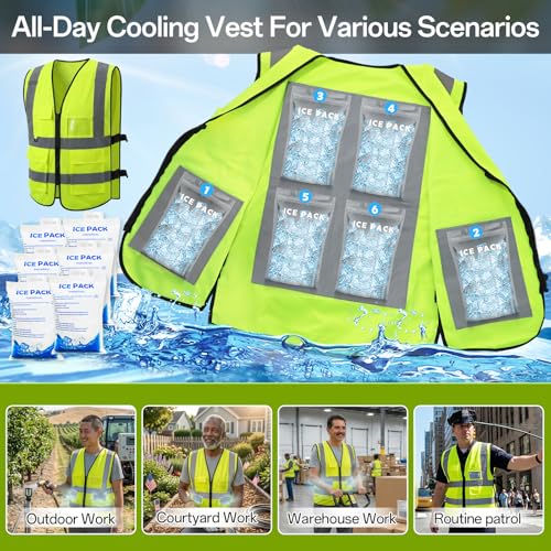 HJDHS Cooling Ice Vest with 24pcs Ice Pack - Cooling Vest with Adjustable Strap Cool Vest with Pockets