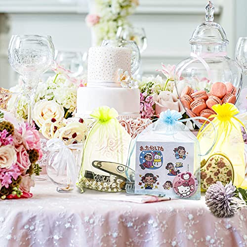 HongyiTime 100PCS Premium Sheer Organza Bags, White Wedding Favor Bags with Drawstring, 4x6 inches Jewelry Gift Bags for P...