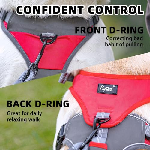 PUPTECK Escape Proof Dog Harness and Leash Set Upgraded No Pull Reflective Dog Vest with Lift Handle, Easy Control Pet Har...