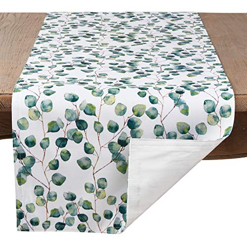 SARO LIFESTYLE Eucalyptus Leaf Table Runner, Eucalyptus, 16"x72"