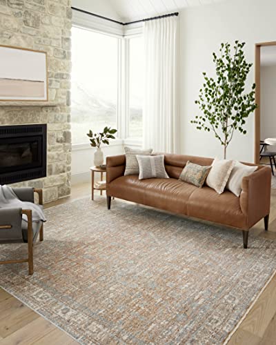 Loloi Angela Rose Blake Collection BLA-05 Sand/Sky 6'-7" x 9'-10", .25" Pile Height, Fringe, Area Rug
