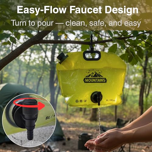 CoreMuse Camping Water Container 2 Gallon Collapsible Water Jug with Spout - Reusable Plastic Flasks, Foldable Empty Gallo...