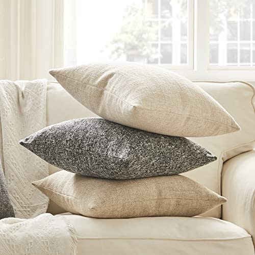 Anickal Set of 2 Linen Pillow Covers 20x20 Inch Rustic Square Decorative Throw Pillow Covers for Sofa Couch Farmhouse Home...