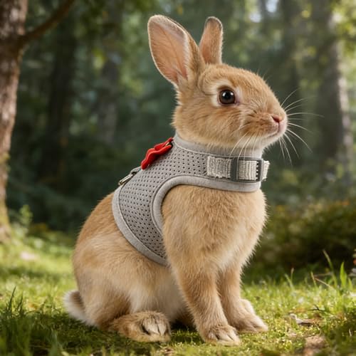 AIITLE Rabbit Harness and Leash Set with Cute Bow, Soft Breathable Mesh Vest Harness for Rabbits Kitten Ferret Puppy Small...
