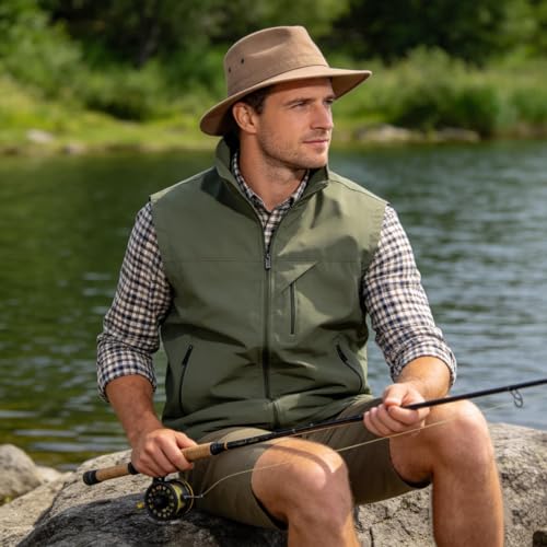 MANLUODANNI Men's Lightweight Vest Sleeveless Outdoor Work Jacket for Travel Hiking Running
